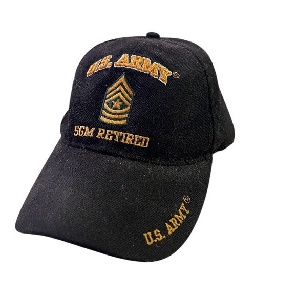 US Army SGM Retired Veteran Hat Vet Cap Embroidery Black Adjustable Strap USA - Picture 1 of 4